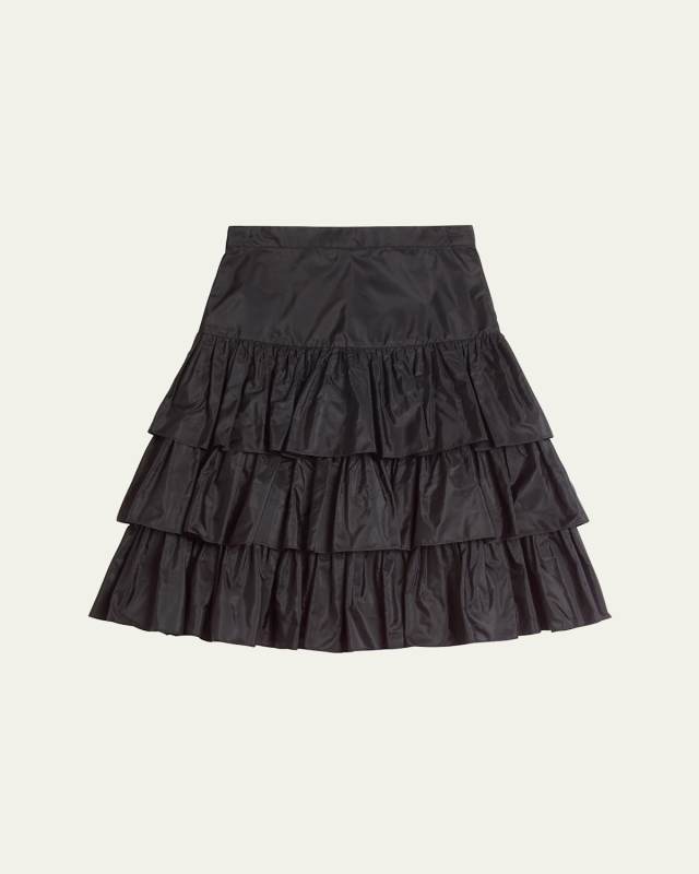 Tiered Ruffle Silk Skirt
